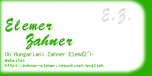 elemer zahner business card